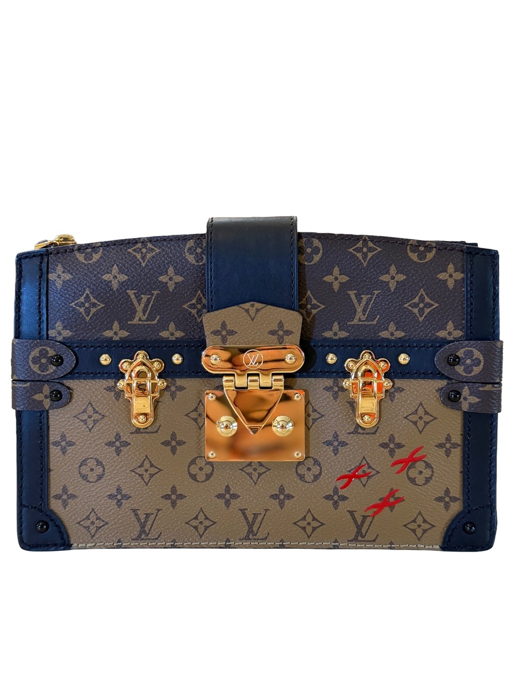 Louis Vuitton Trunk Clutch Monogram Reverse Canvas with Original Strap